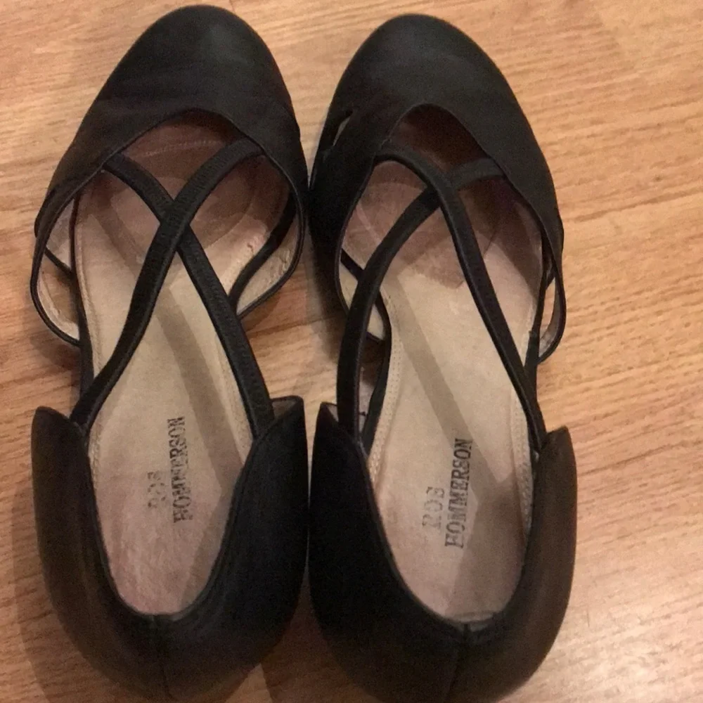 Ros Hommerson Black Leather miniwedge shoes